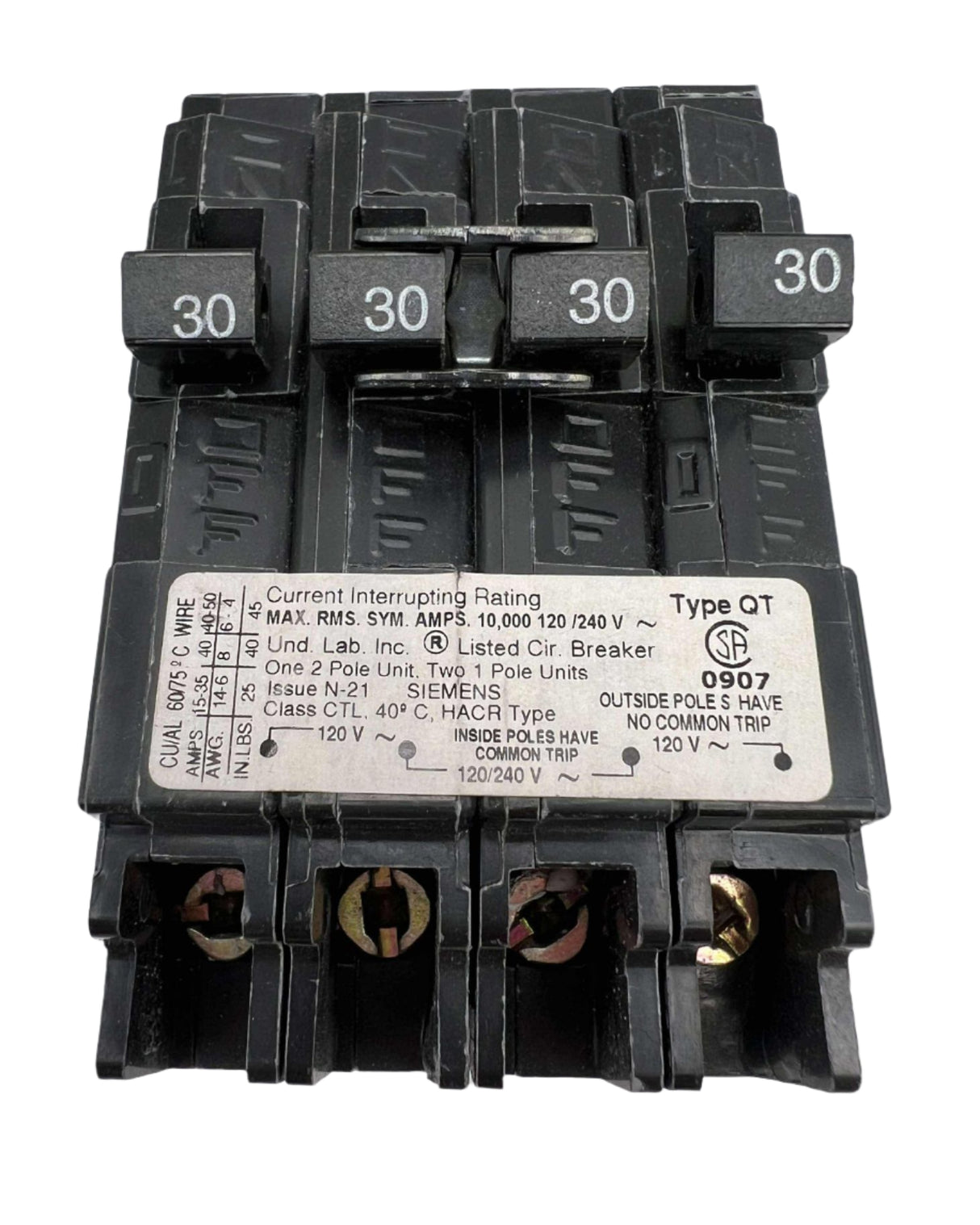 Siemens Q 30 Amp CT Triplex Circuit Breaker