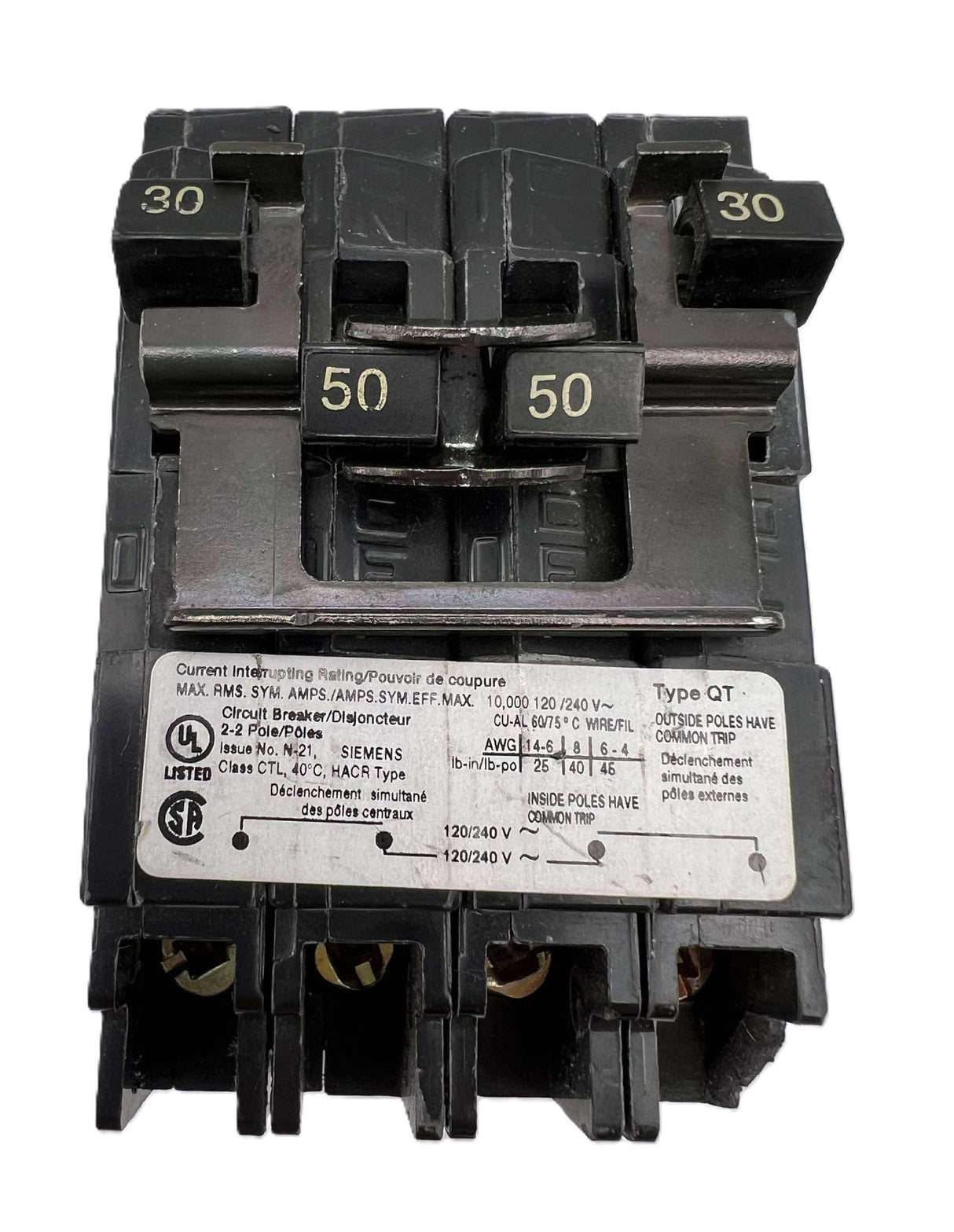 Siemens Q 30 & 50 Amp CT2 Quad Circuit Breaker