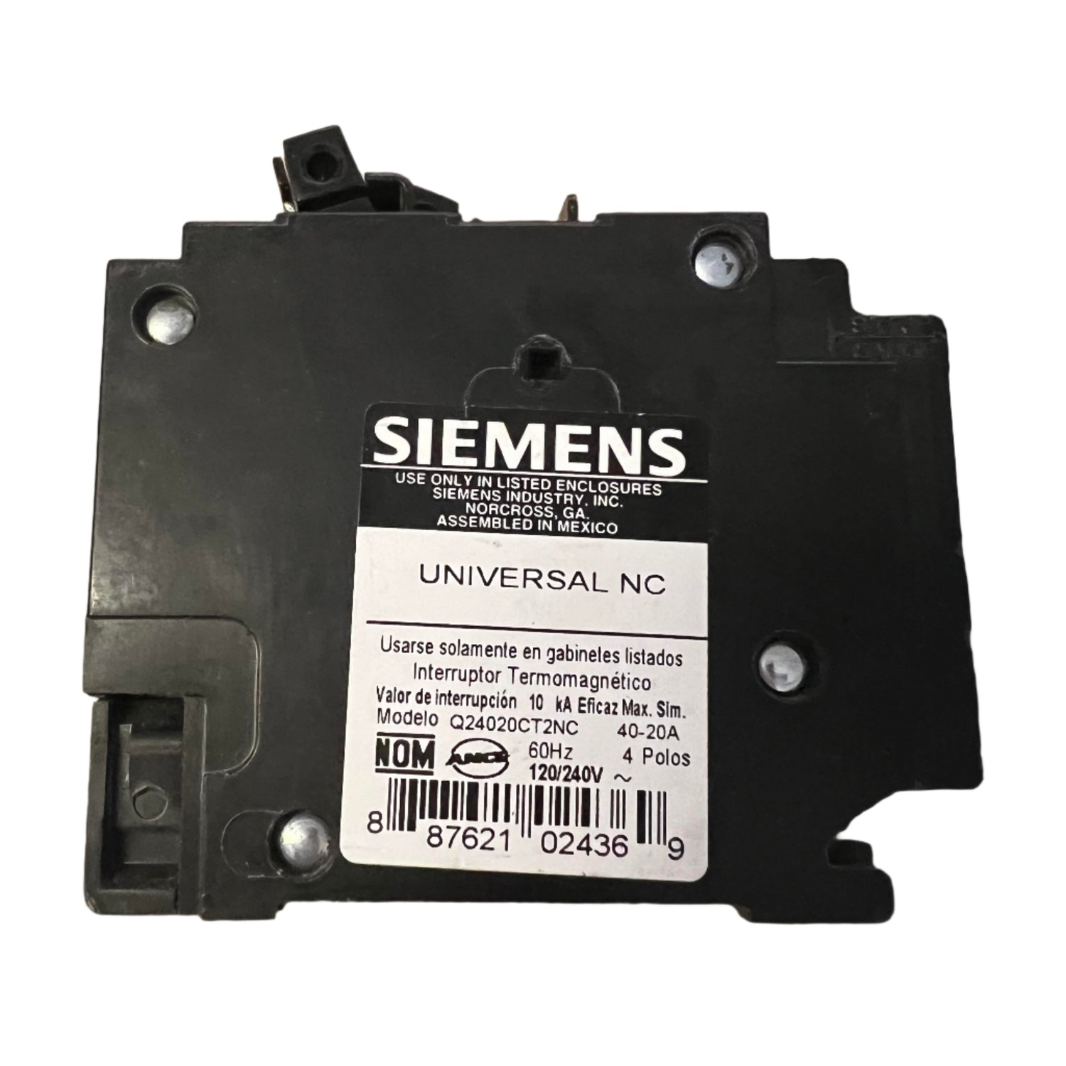 Siemens Q 20/40 Amp CT2NC Quad Circuit Breaker