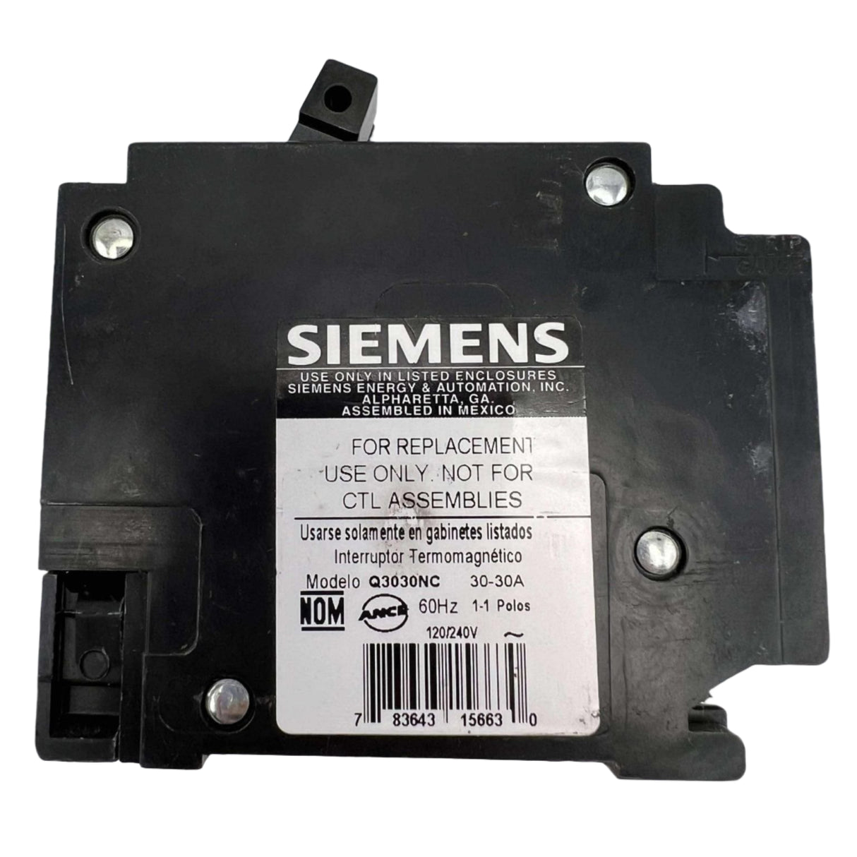 Siemens Q 30 Amp NC Tandem Circuit Breaker