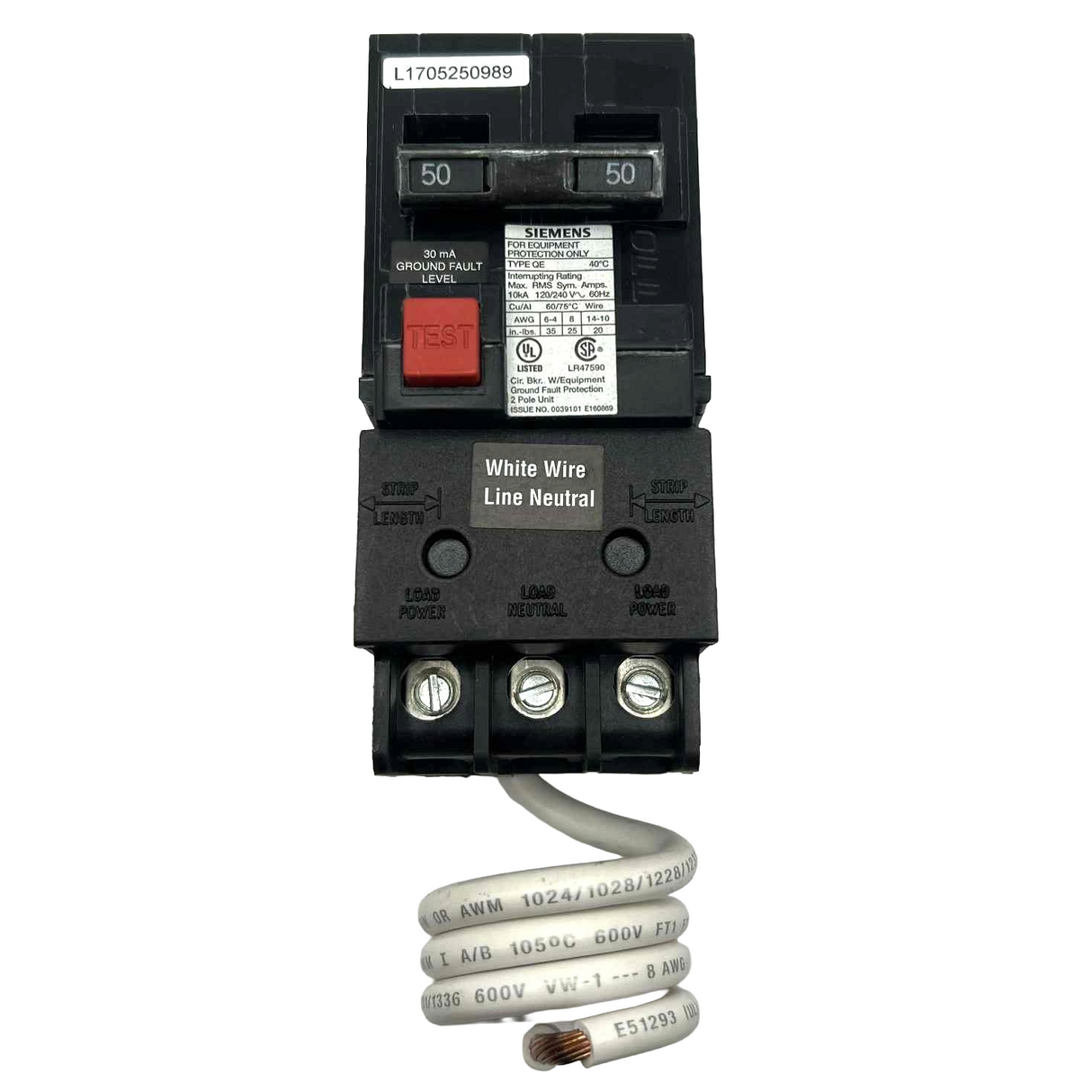 Siemens QE 50 Amp GFEP Circuit Breaker