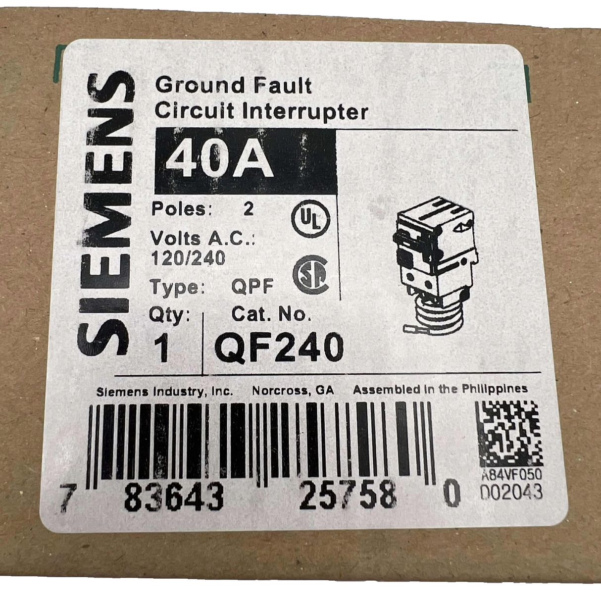 Siemens QF240 - 40 Amp Ground Fault Circuit Breaker
