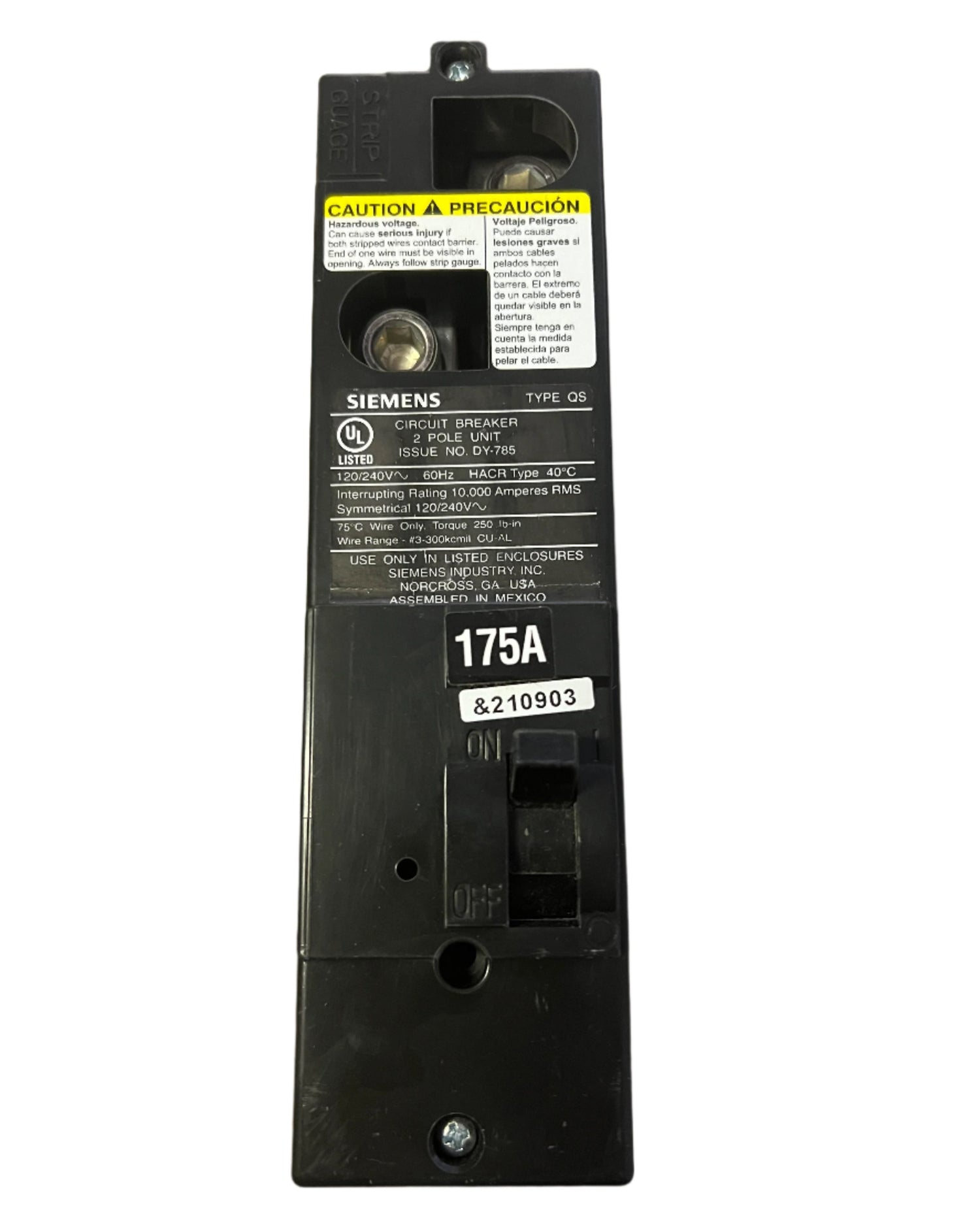 Siemens QS2175 - 175 Amp Circuit Breaker