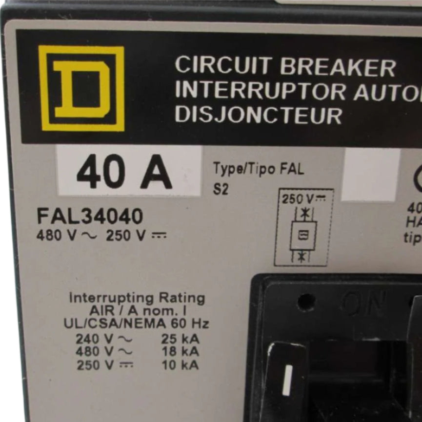 Square D FAL 3 Pole, 40 Amp Feed-Thru Circuit Breaker