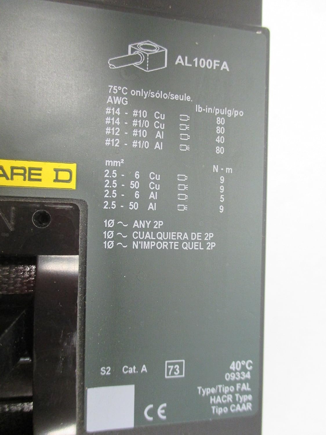 Square D FAL 3 Pole, 50 Amp Feed-Thru Circuit Breaker