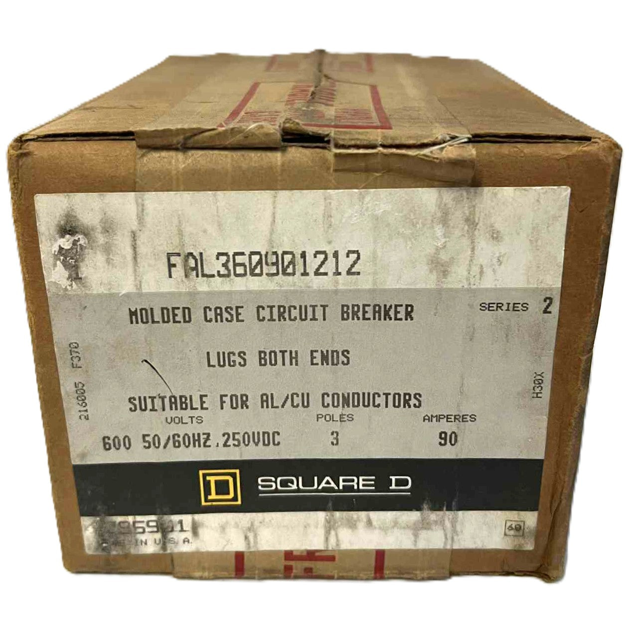 Square D FAL 3 Pole, 90 Amp, 600 Volt Breaker with Aux Switch