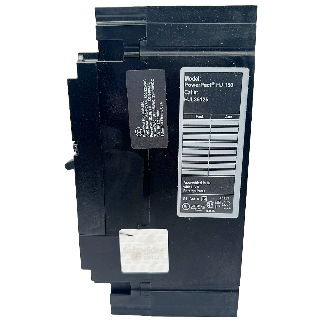Square D HJL 3 Pole, 125 Amp, 600VAC PowerPact Circuit Breaker