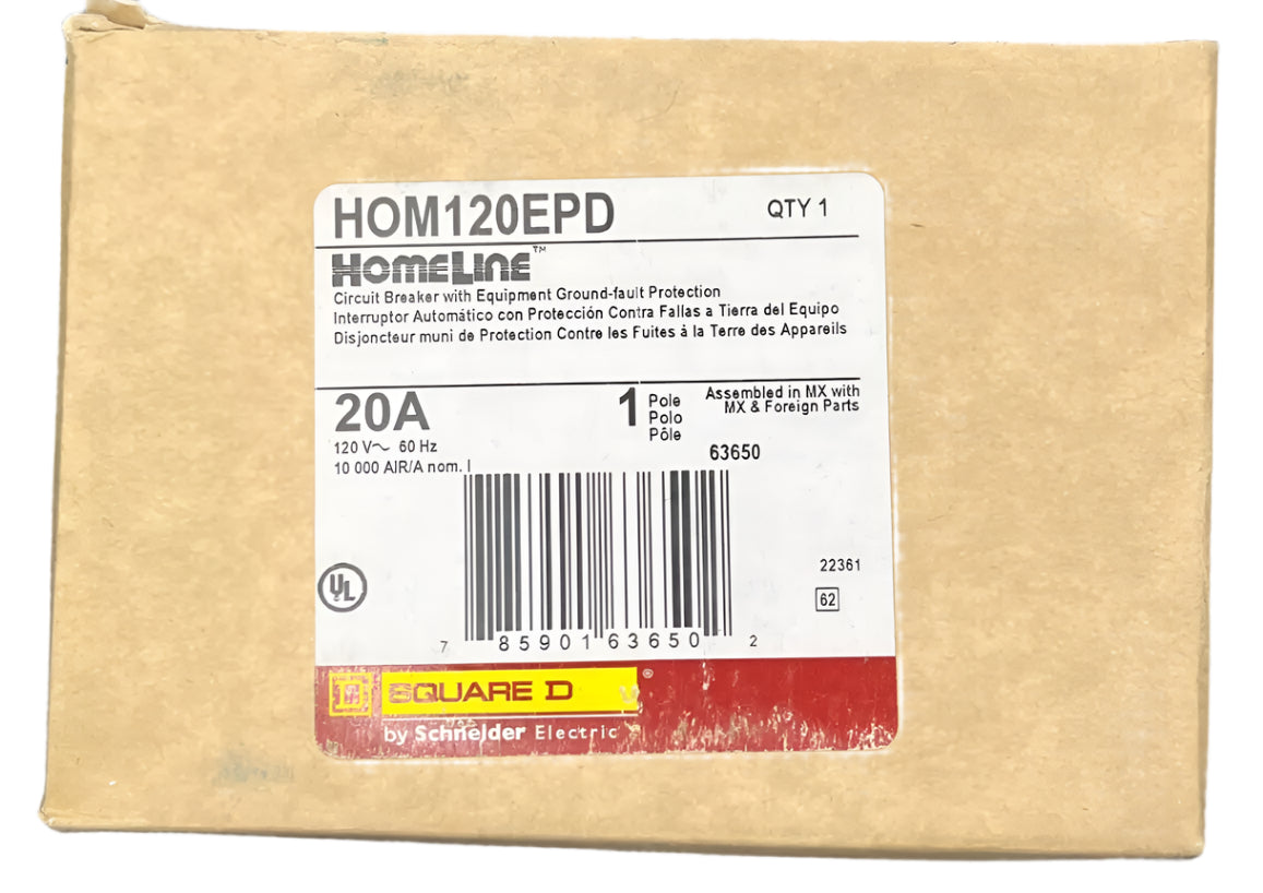 Square D HOM120EPD - 20 Amp Breaker with Equipment Protection Device