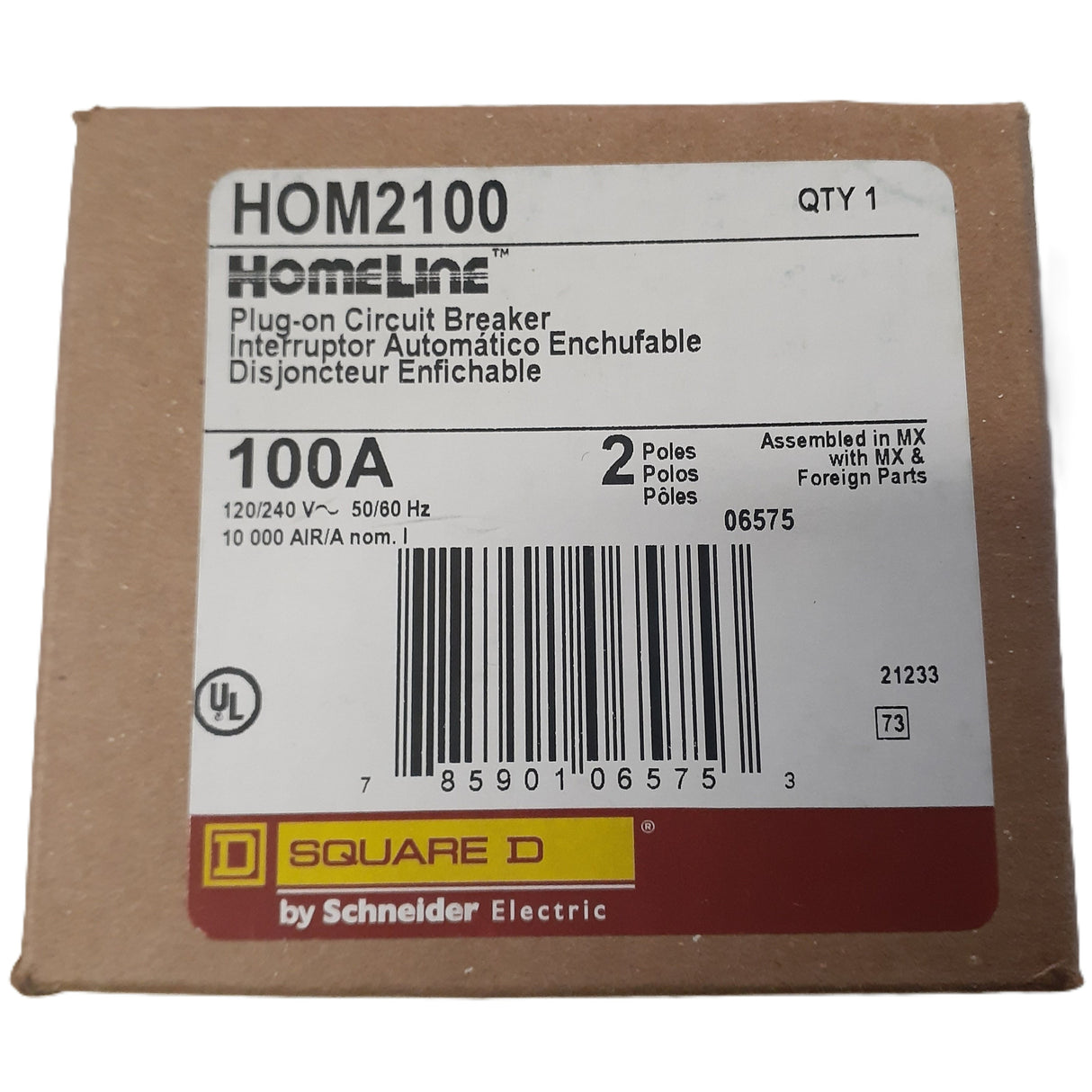Square D HOM2100 - 100 Amp Homeline Circuit Breaker