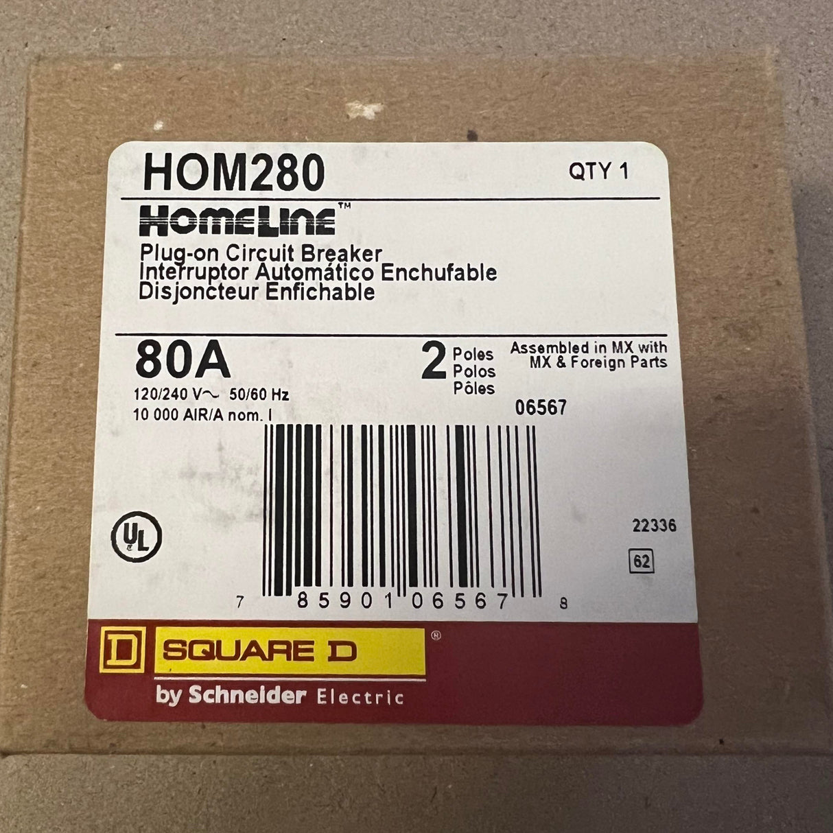 Square D HOM280 - 80 Amp Homeline Circuit Breaker