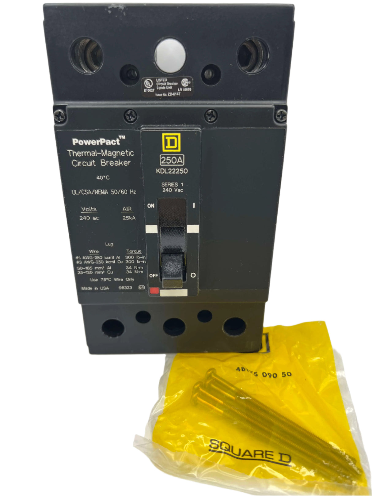 Square D KDL22250 - 250 Amp PowerPact Circuit Breaker