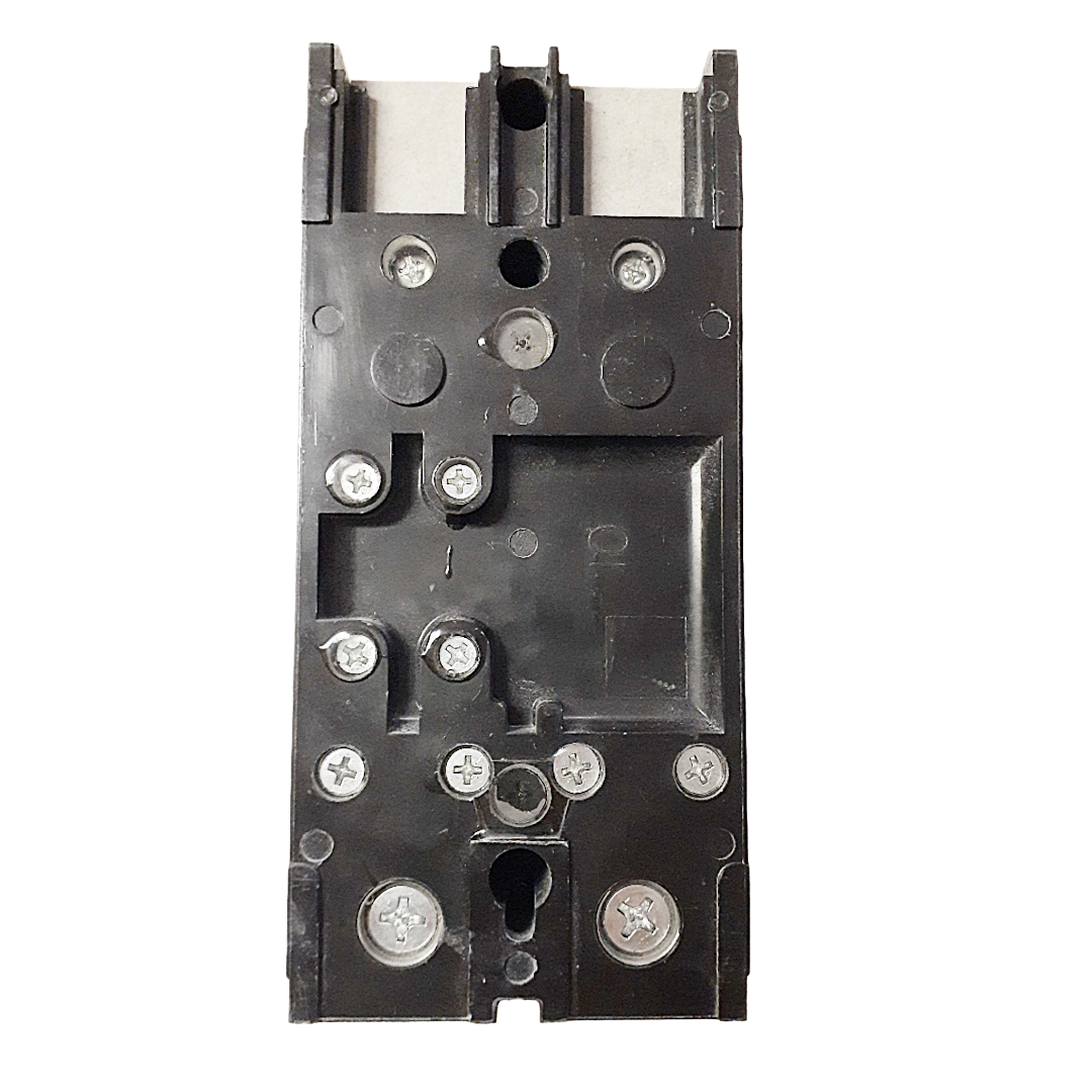 Black mechanical component with screws on a white background