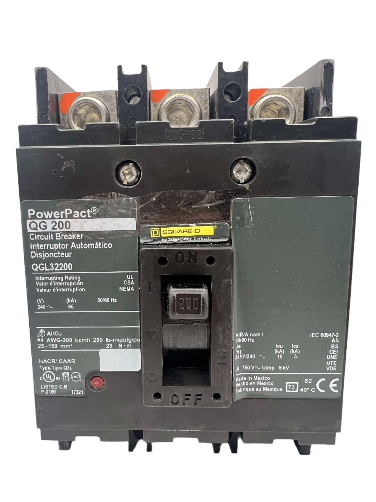 Square D QGL32200 - 200 Amp PowerPact Circuit Breaker