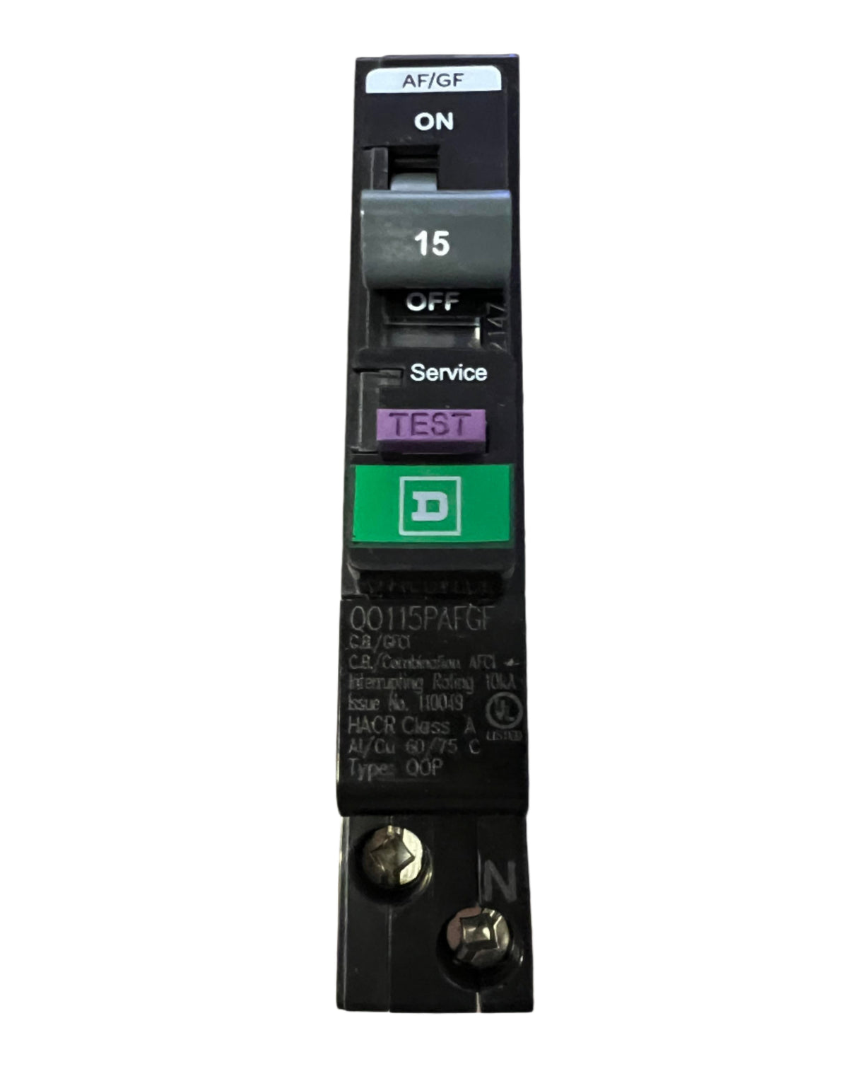 Square D QO115PAFGF - 15 Amp Combination Arc and Ground Fault Breaker