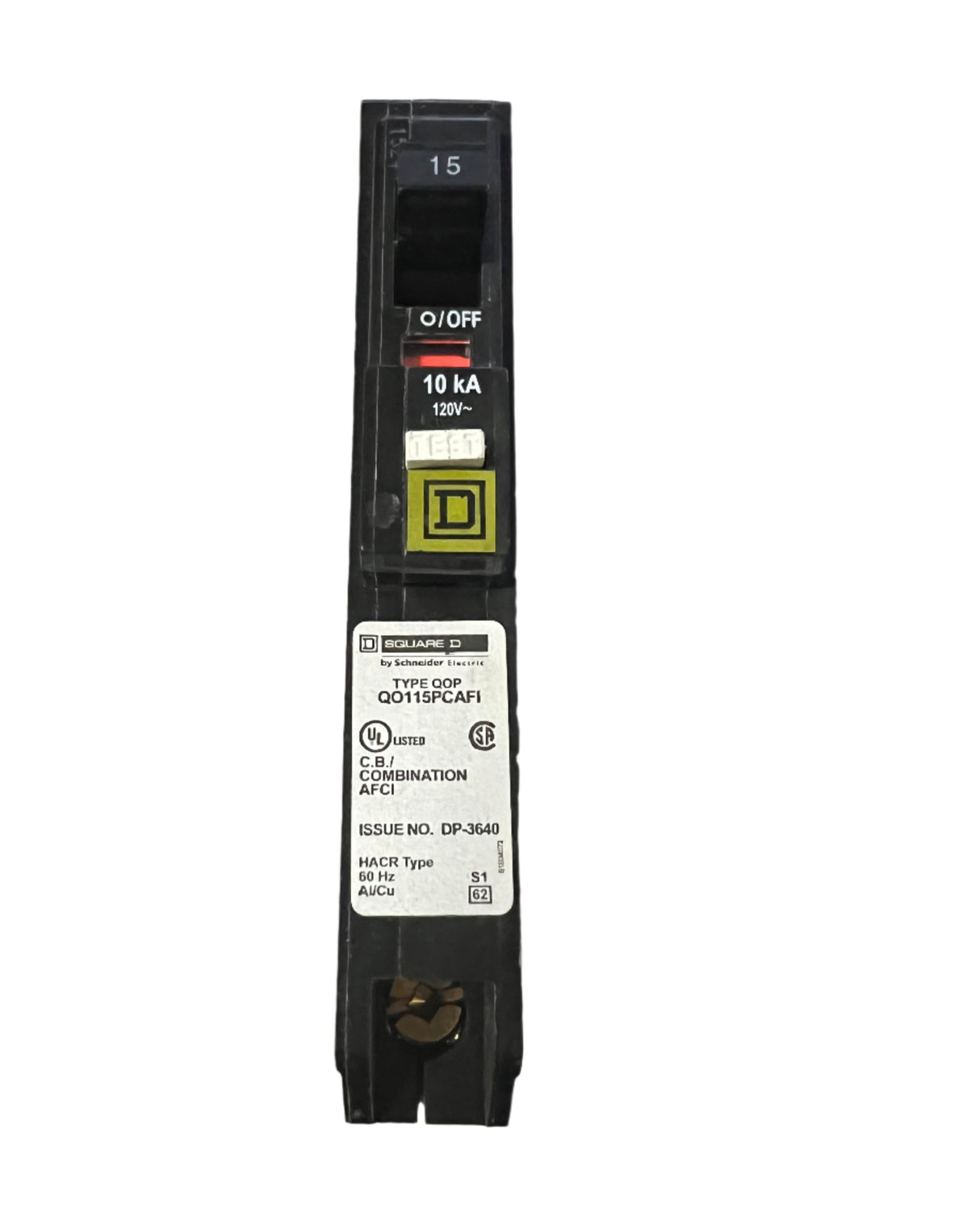 Square D QO115PCAFI - 15 Amp Combination Arc Fault Breaker