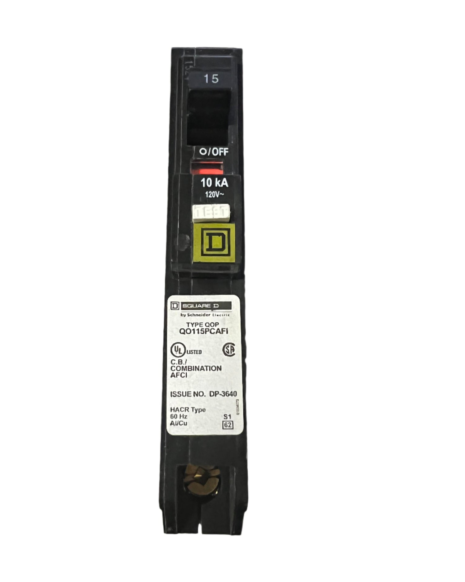 Square D QO115PCAFI - 15 Amp Combination Arc Fault Breaker