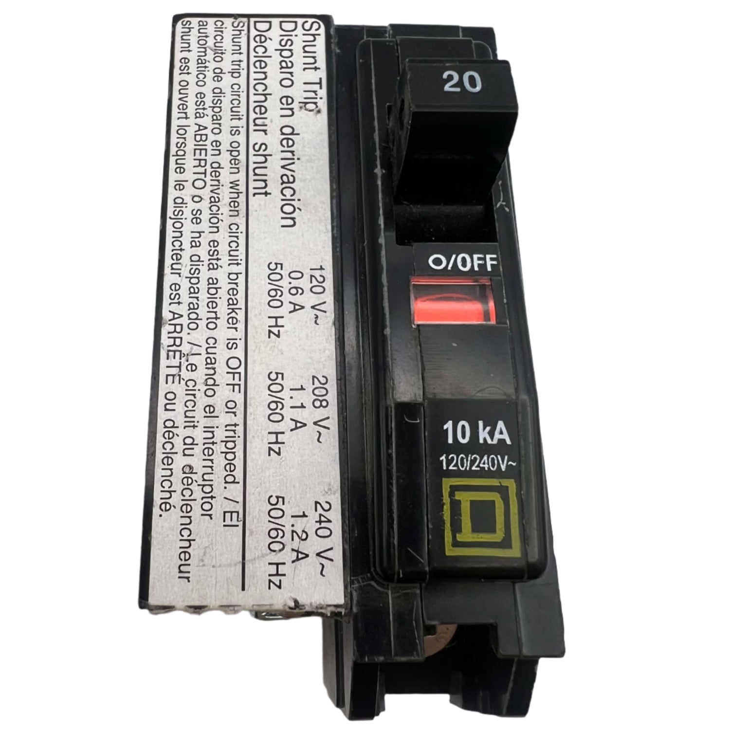 Square D QO1201021 - 20 Amp Circuit Breaker With Shunt Trip