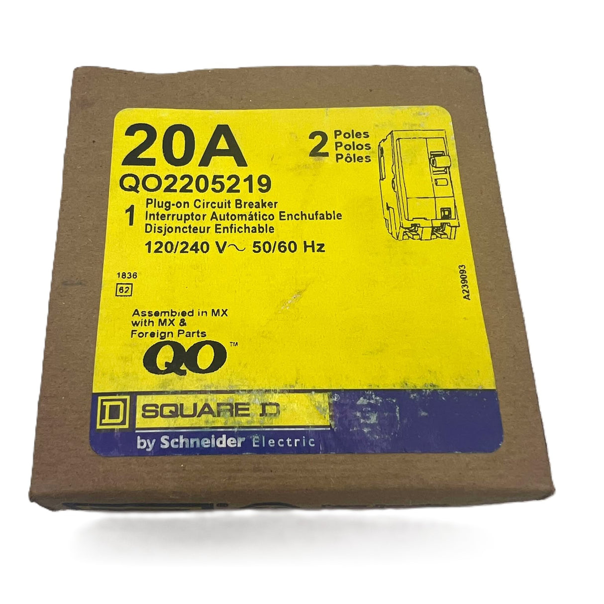 Square D QO 20 Amp Circuit Breaker with High Amp Lugs