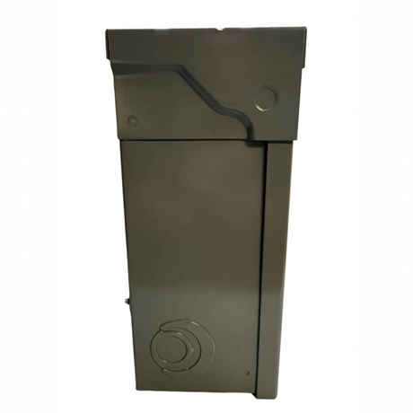 Grey metal box on a white background