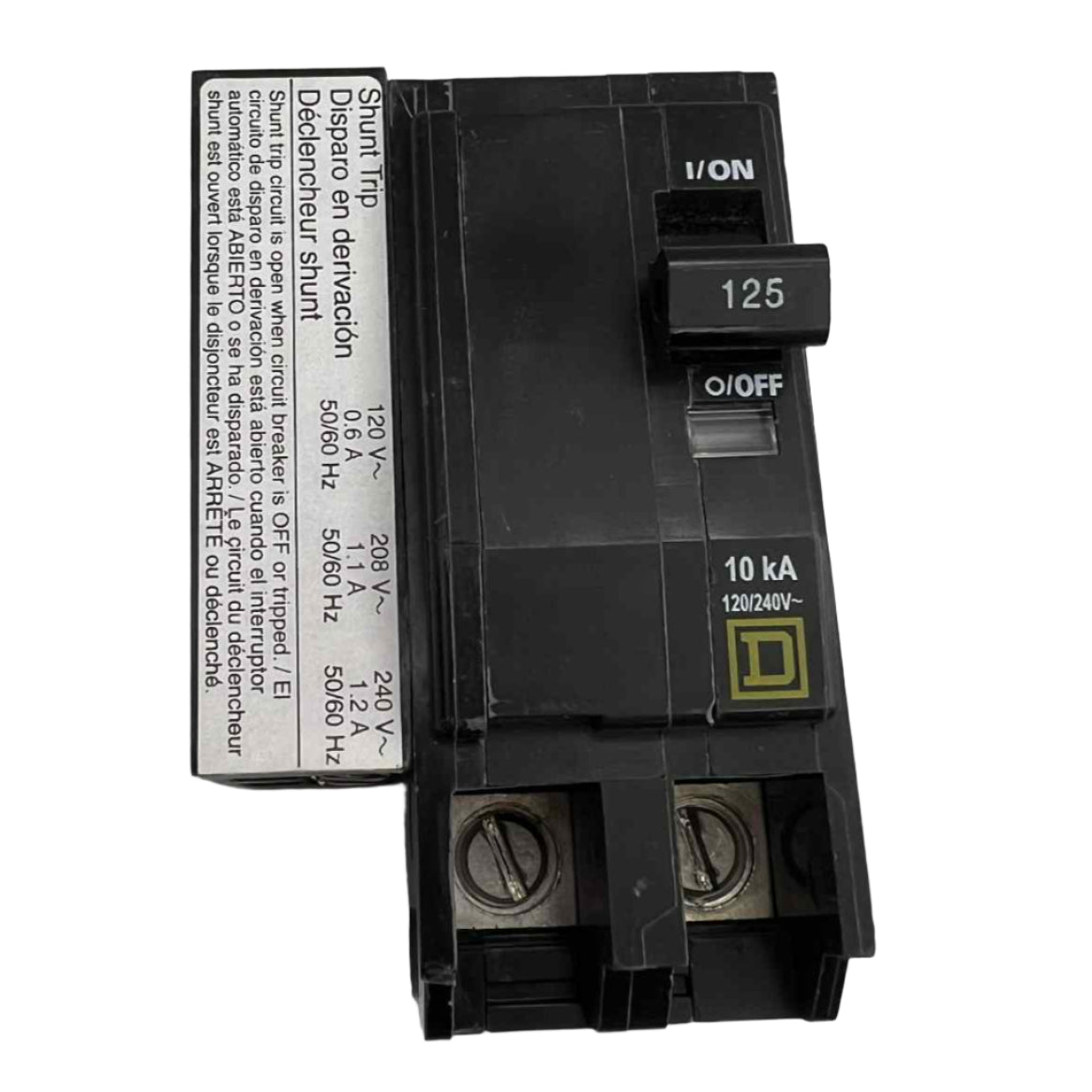 Square D QO 125 Amp, 2 Pole, Bolt-On Circuit Breaker With Shunt Trip