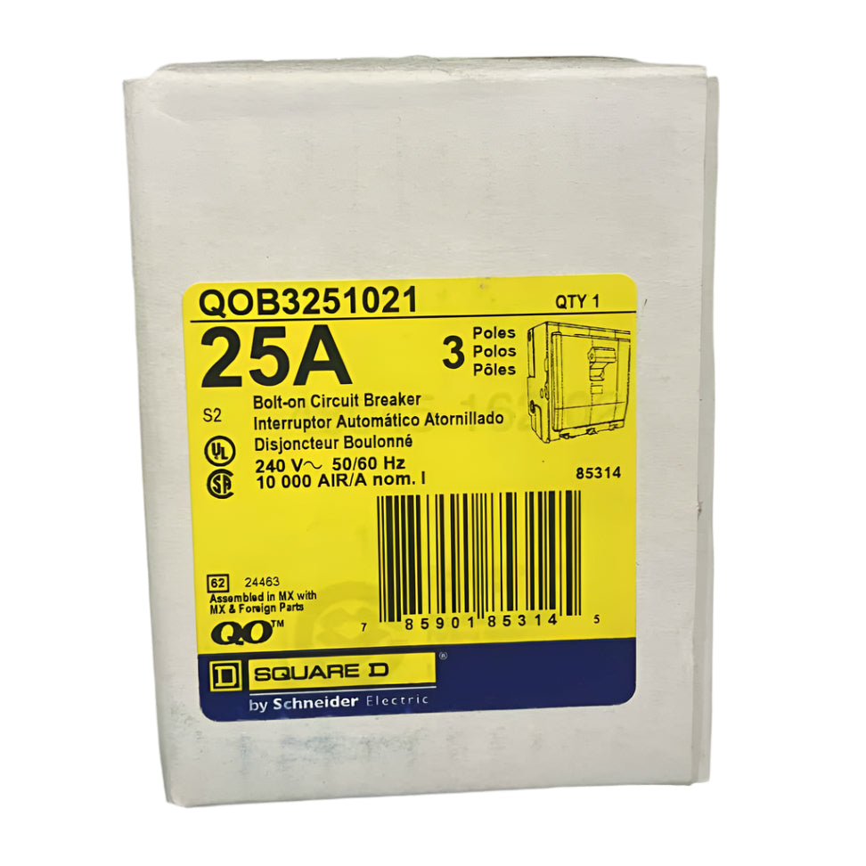 Square D QO 25 Amp, 3 Pole, Bolt-On Circuit Breaker With Shunt Trip