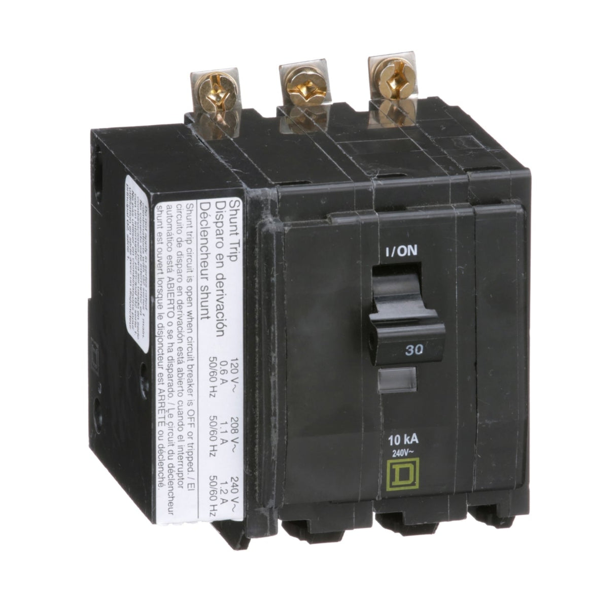 Square D QO 30 Amp, 3 Pole, Bolt-On Circuit Breaker With Shunt Trip