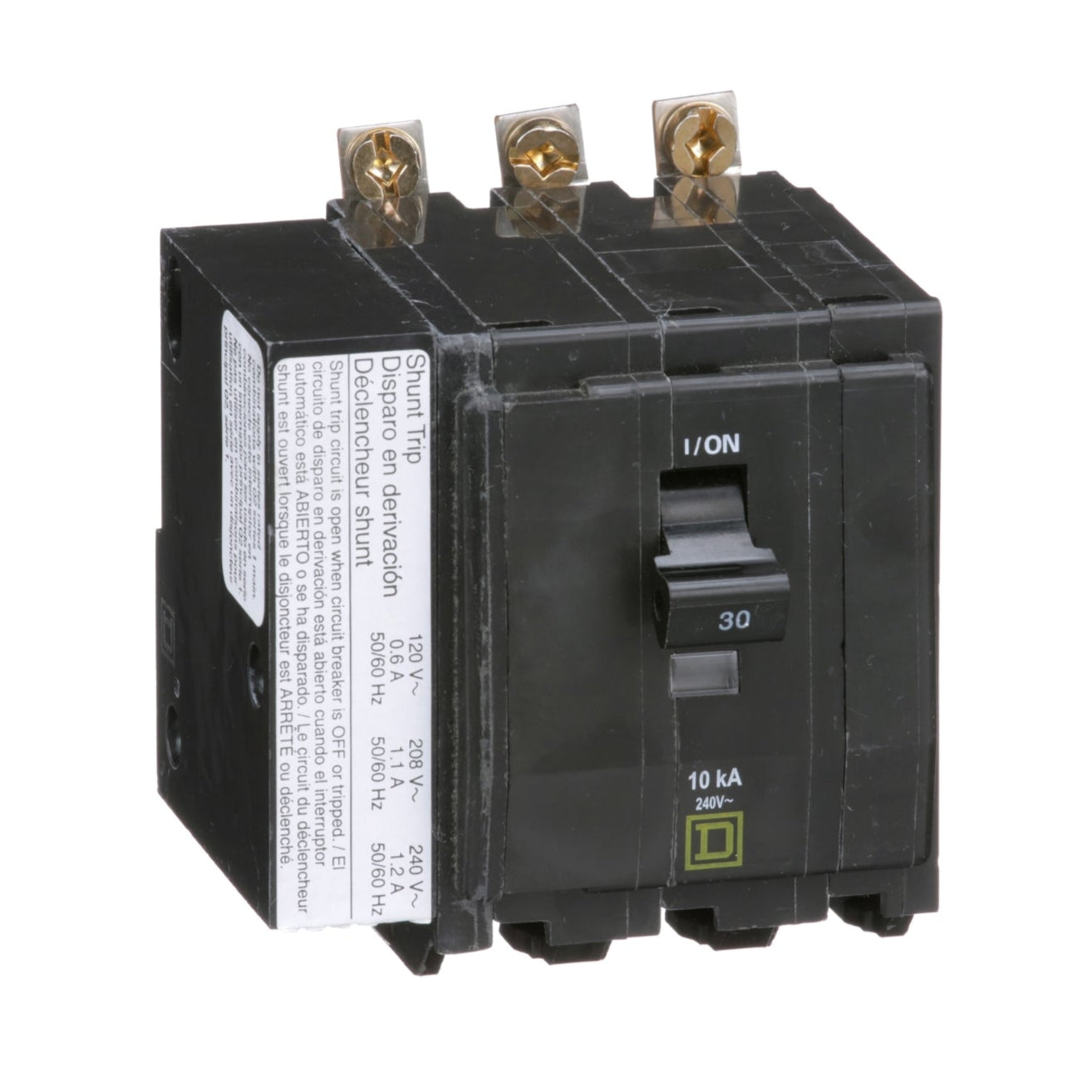 Square D QO 30 Amp, 3 Pole, Bolt-On Circuit Breaker With Shunt Trip