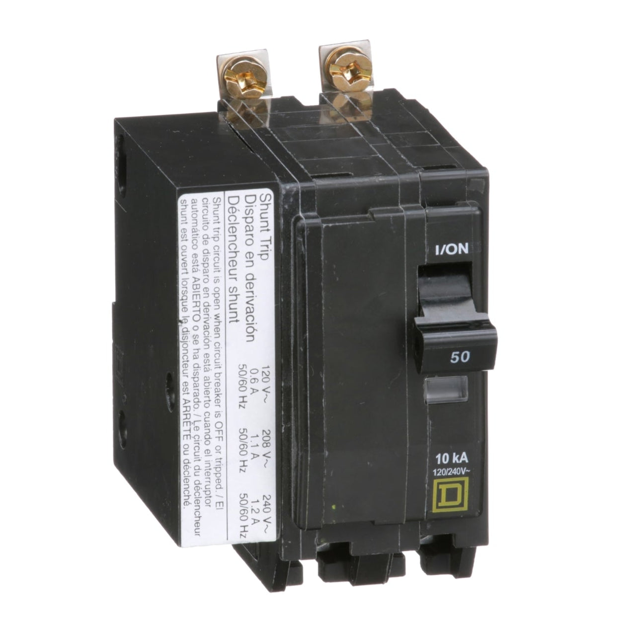 Square D QO 50 Amp, 2 Pole, Bolt-On Circuit Breaker With Shunt Trip