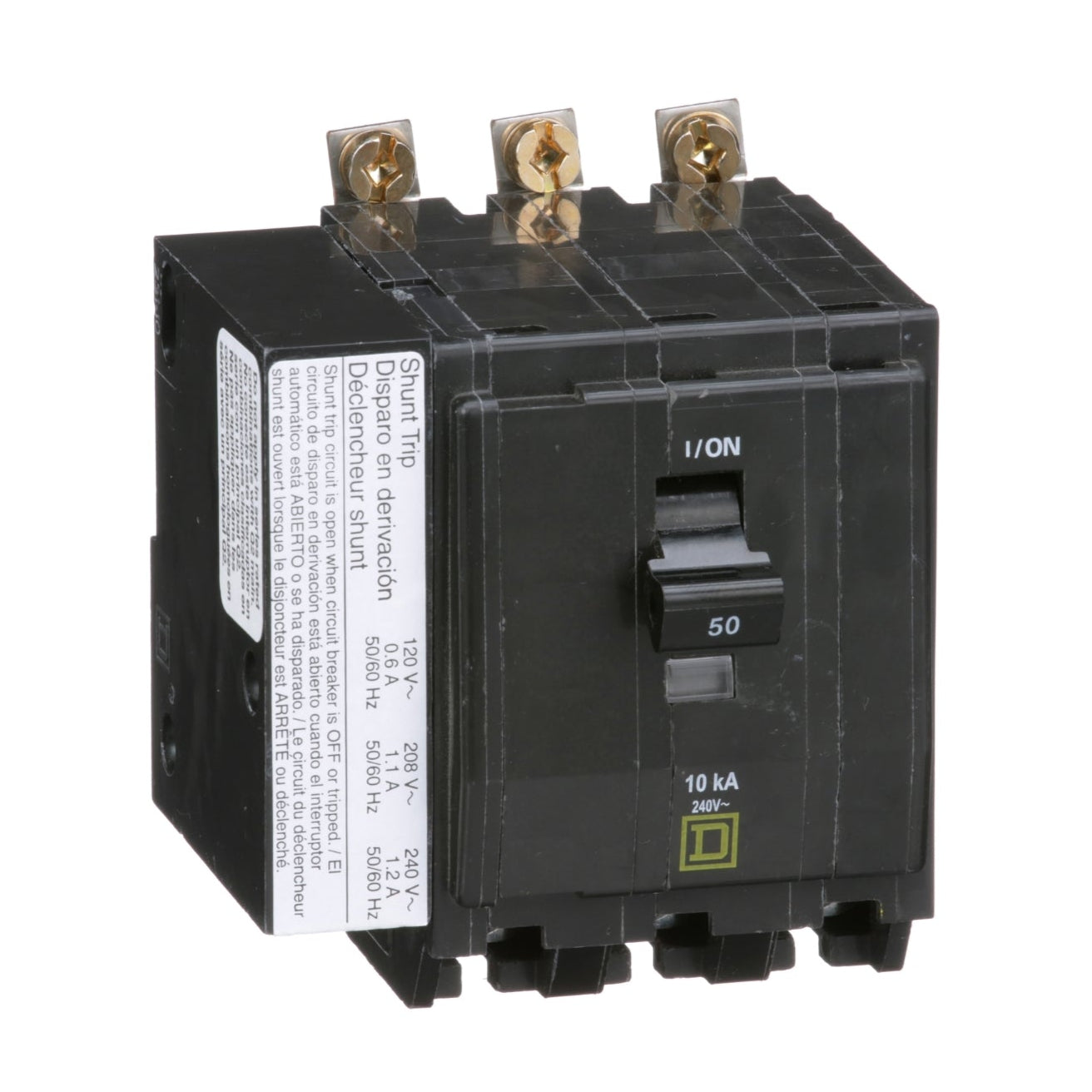 Square D QO 50 Amp, 3 Pole, Bolt-On Circuit Breaker With Shunt Trip