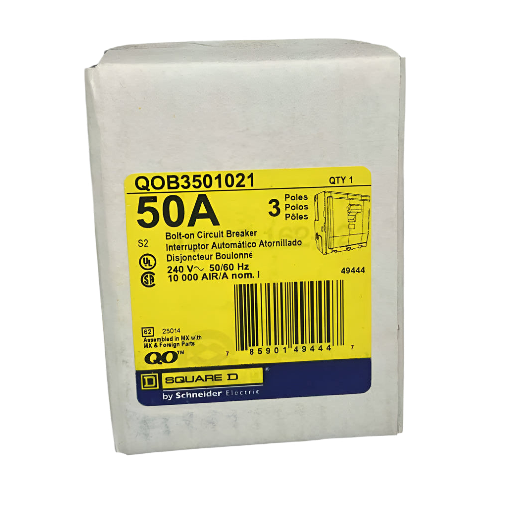 Square D QO 50 Amp, 3 Pole, Bolt-On Circuit Breaker With Shunt Trip