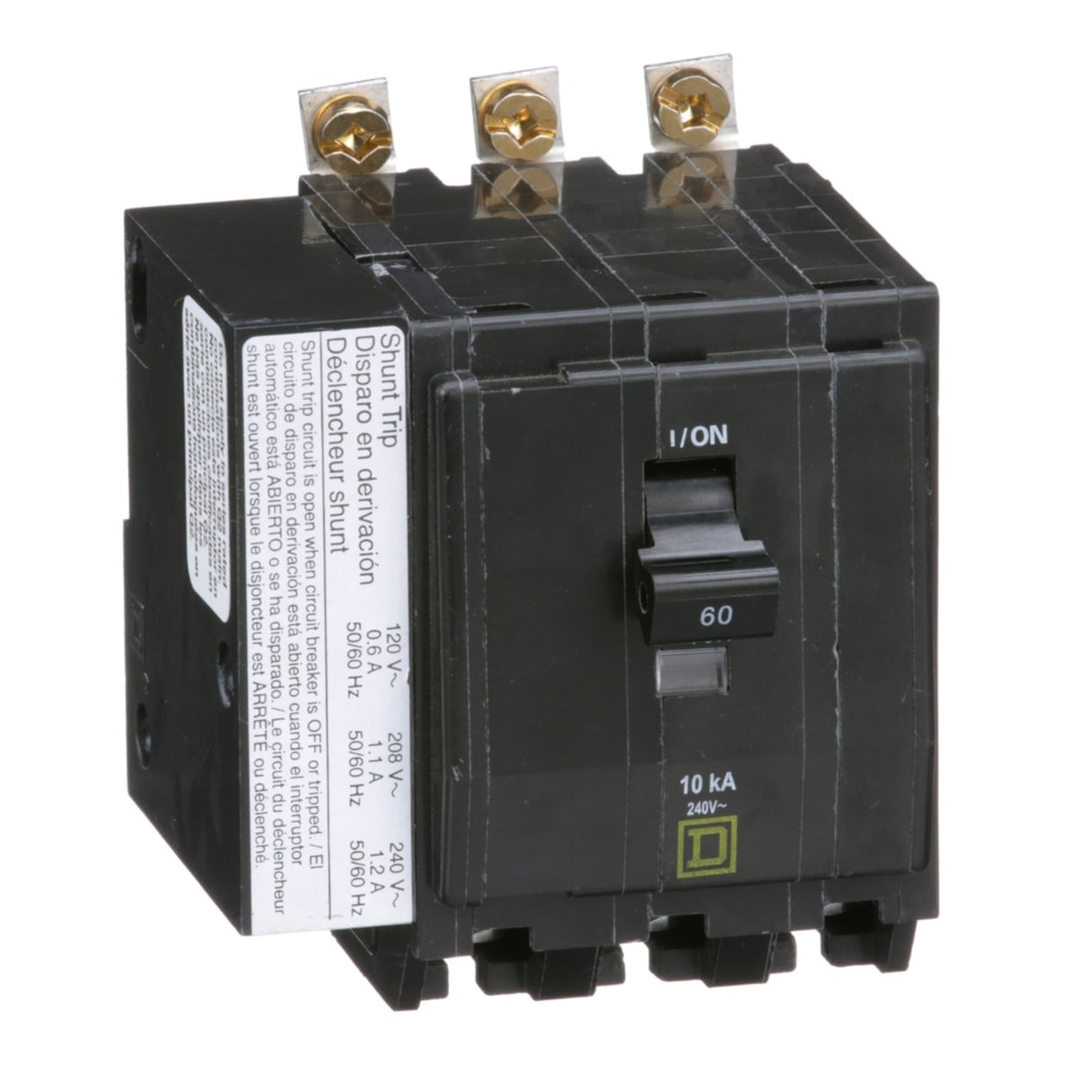 Square D QO 60 Amp, 3 Pole, Bolt-On Circuit Breaker With Shunt Trip