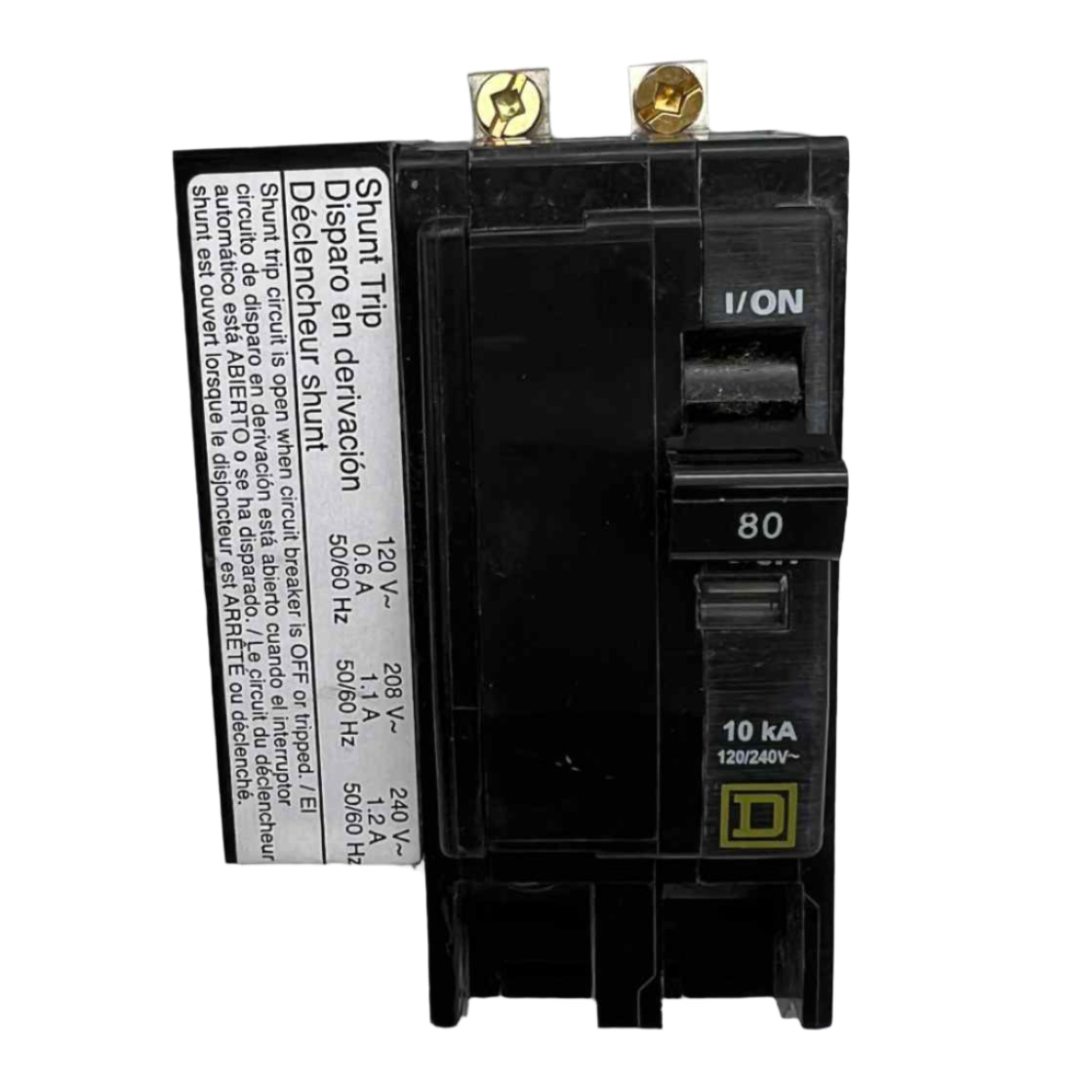 Square D QO 80 Amp, 2 Pole, Bolt-On Circuit Breaker With Shunt Trip