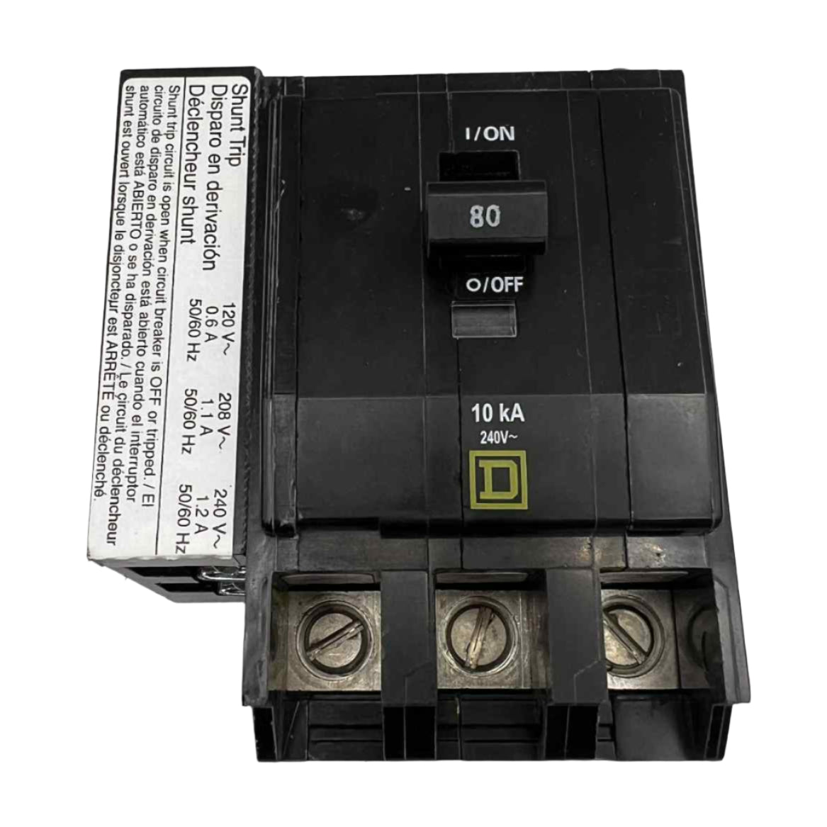 Square D QO 80 Amp, 3 Pole, Bolt-On Circuit Breaker With Shunt Trip