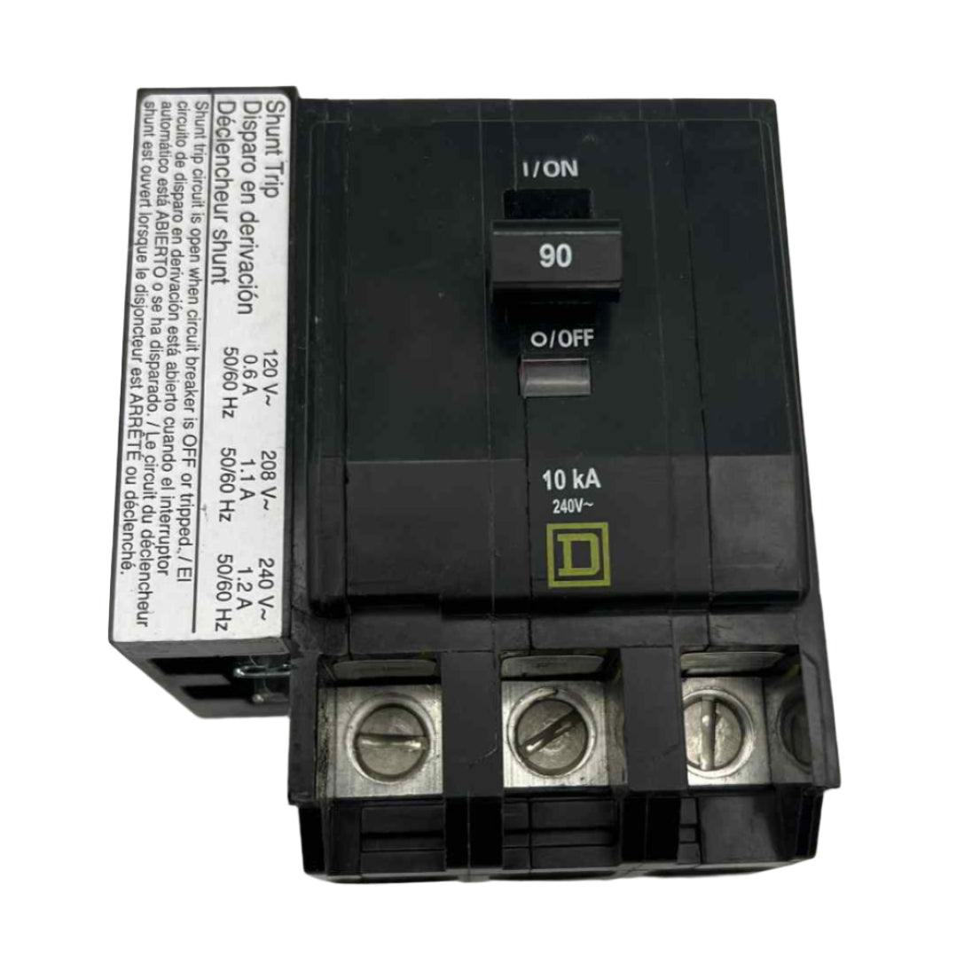 Square D QO 90 Amp, 3 Pole, Bolt-On Circuit Breaker With Shunt Trip
