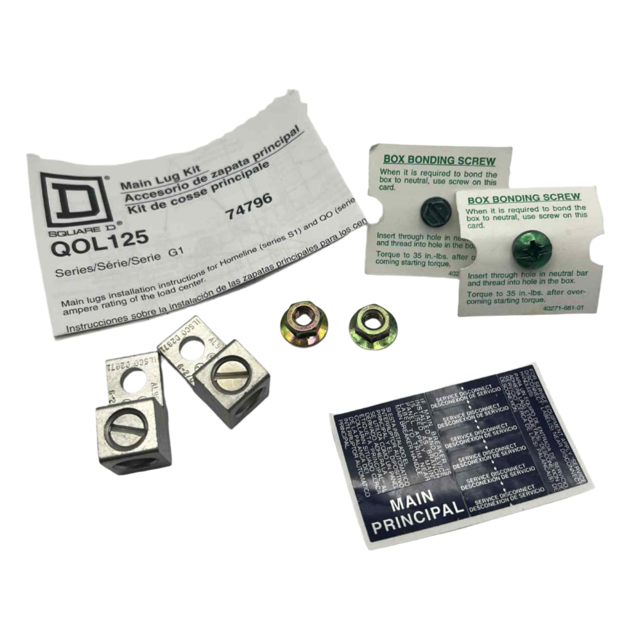 Square D QO Main Lug Kit for 100-125 Amp Load Centers