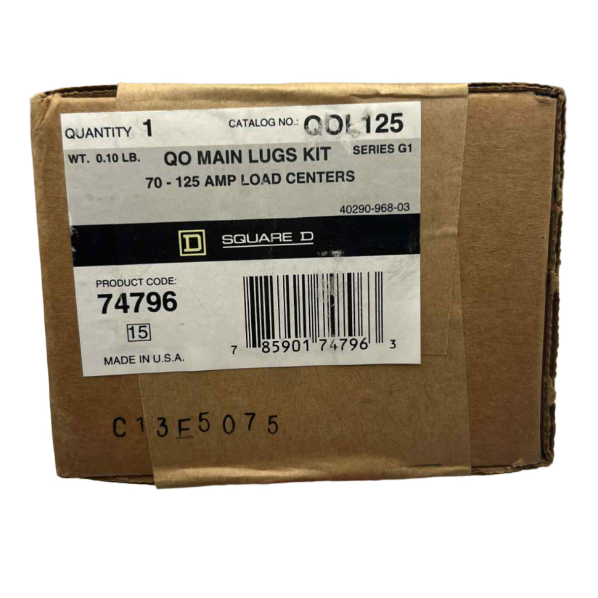 Square D QO Main Lug Kit for 100-125 Amp Load Centers