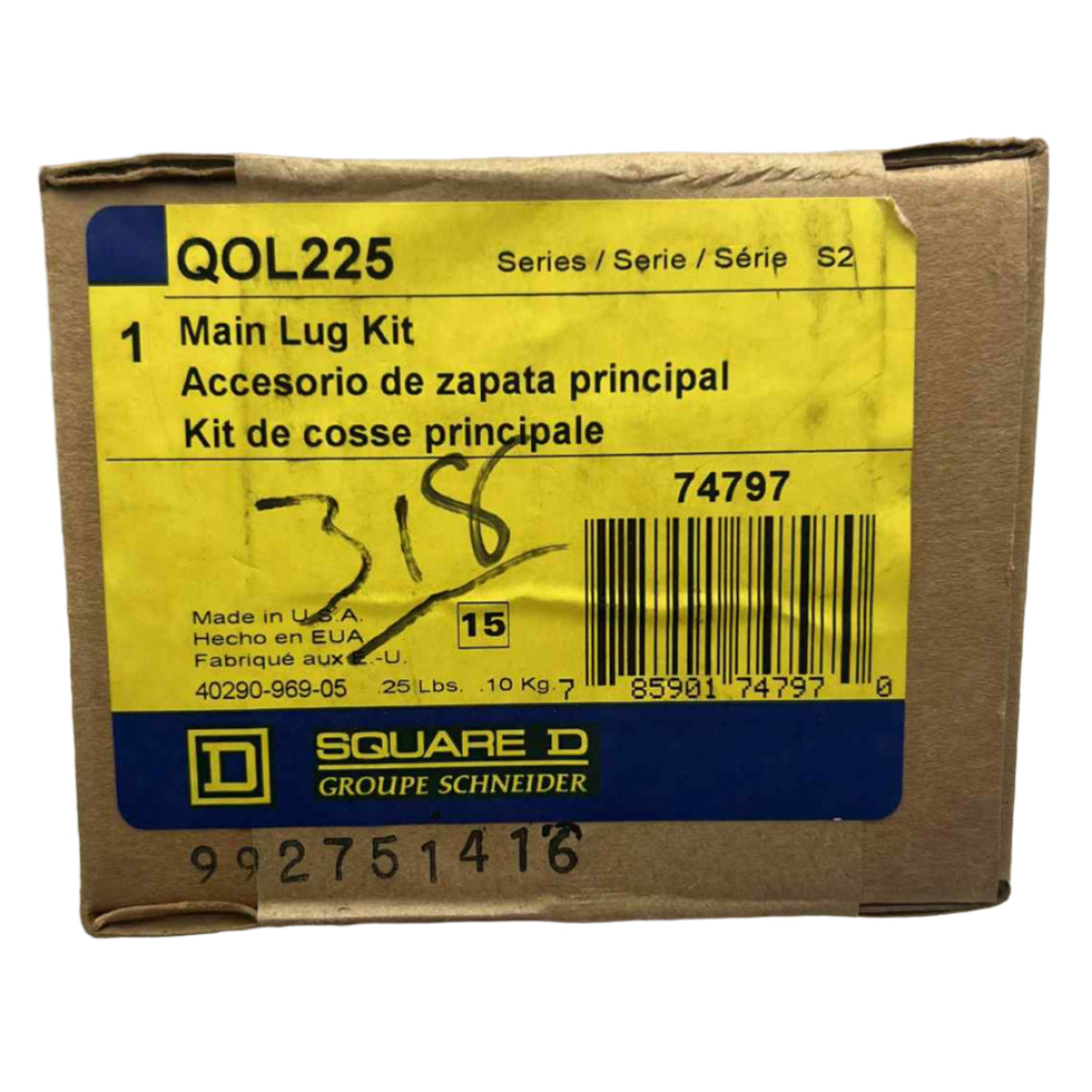 Square D QO Main Lug Kit for 150-225 Amp Load Centers