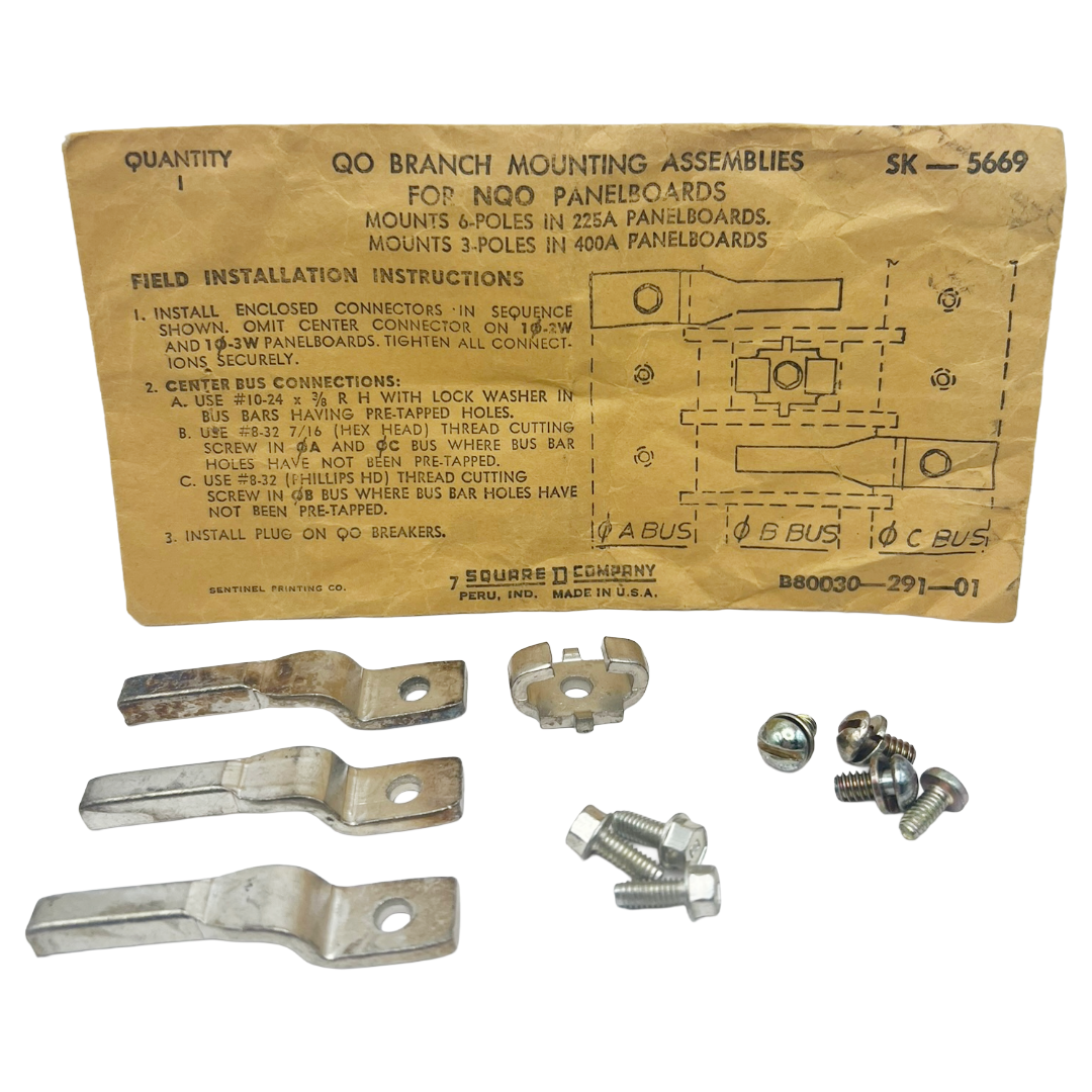 Metal branch mounting assemblies with installation instructions on a cardboard backing.
