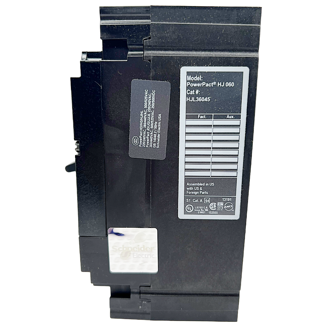 Square D HJL 3 Pole, 45 Amp, 600VAC PowerPact Circuit Breaker