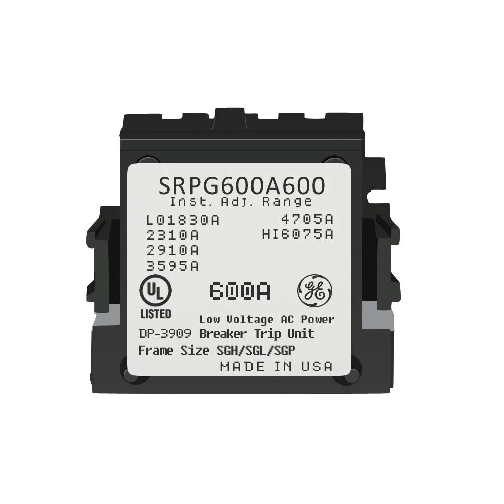 Electrical component with label and branding on a white background