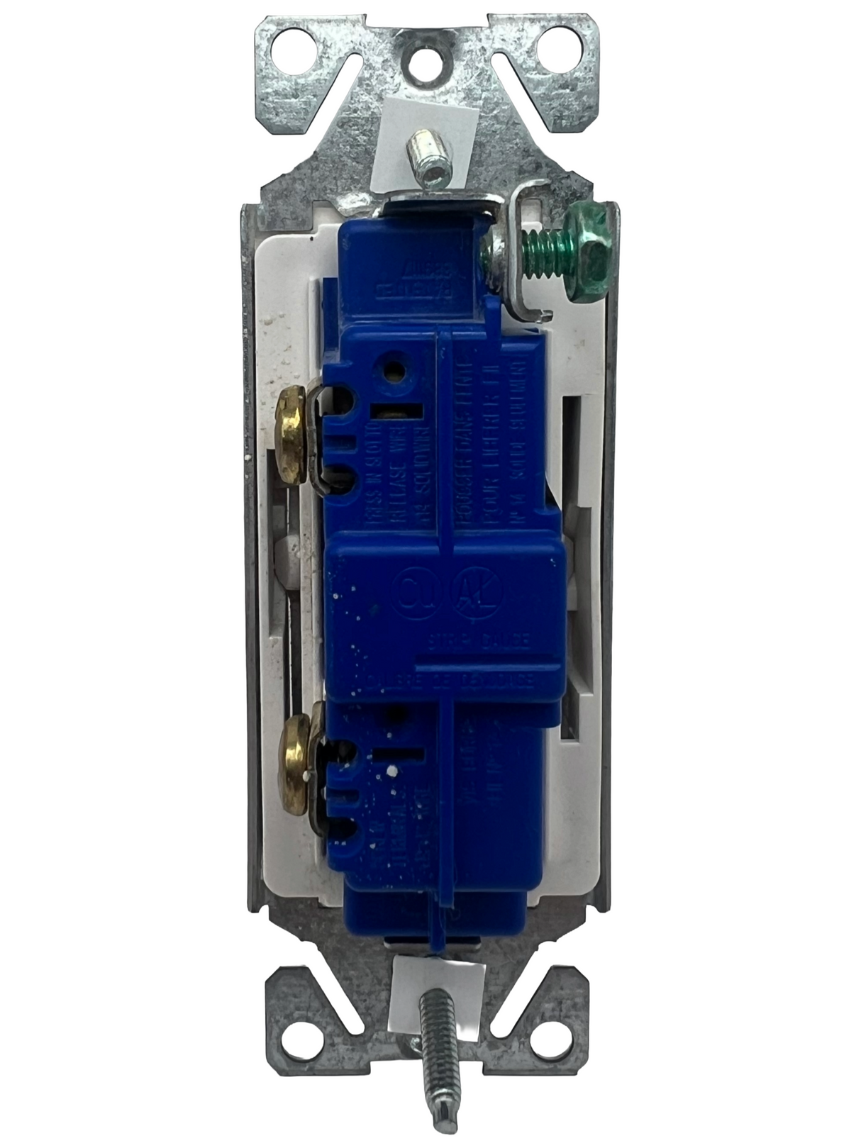 Blue electrical switch on a white background