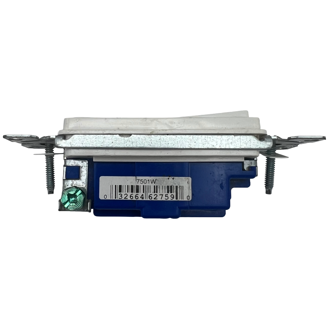 Electrical component with a label on a white background