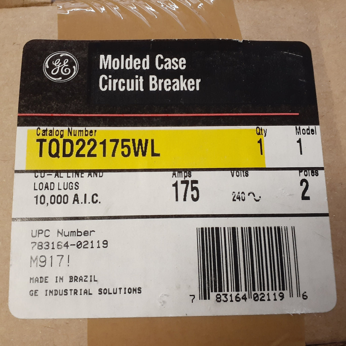 GE TQD22175WL - 175 Amp Main Circuit Breaker