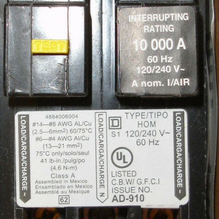 Square D HOM240GFI - 40 Amp GFCI Circuit Breaker
