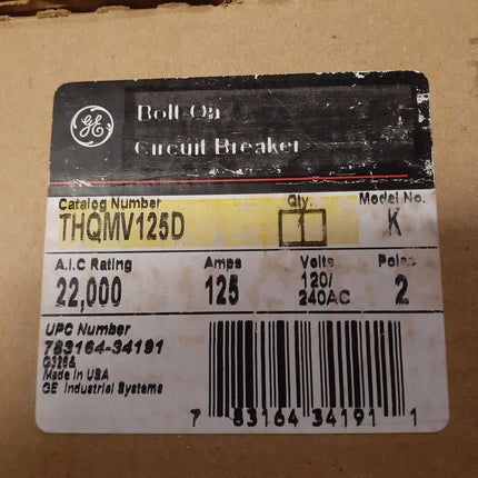 GE THQMV125D - 125 Amp Bolt-On Main Circuit Breaker