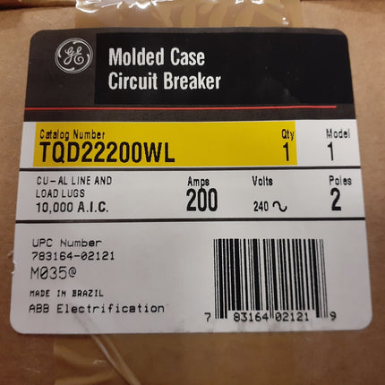 GE TQD22200WL - 200 Amp Main Circuit Breaker