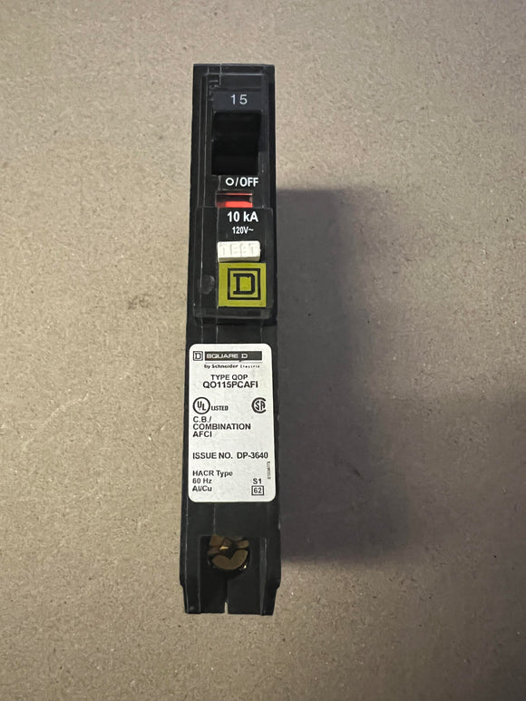 Square D QO115PCAFI - 15 Amp Circuit Breaker With Combination Arc Fault and Plug-On Neutral