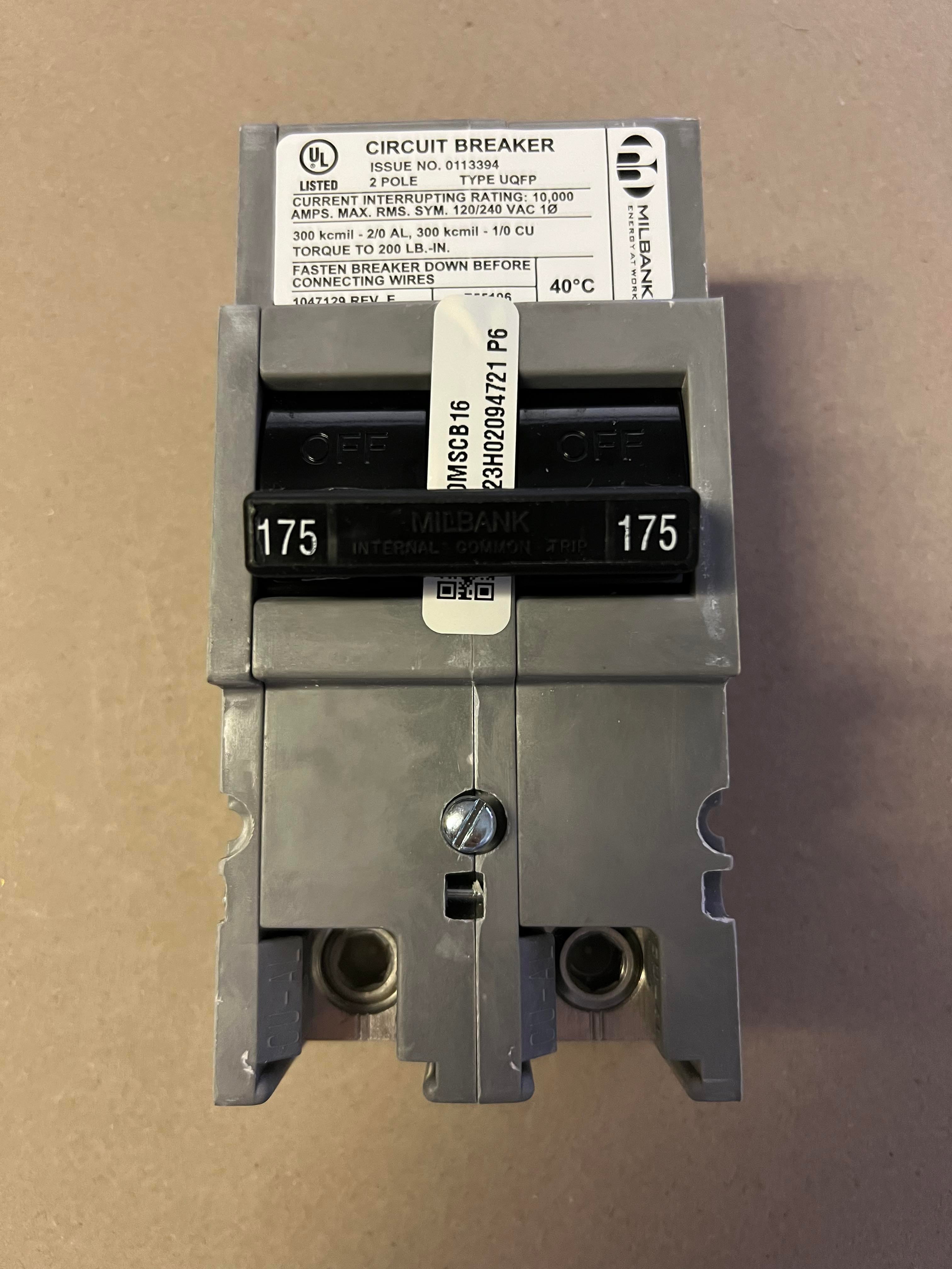 Milbank 175 Amp Plug-In Main Breaker - UQFP175 | Arck Electric – Arck  Electrical Supply