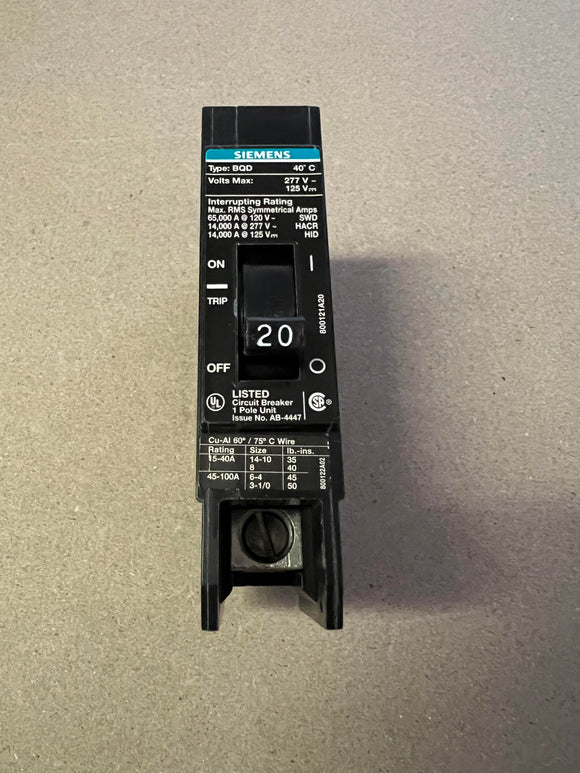 Siemens BQD120 - 20 Amp Circuit Breaker