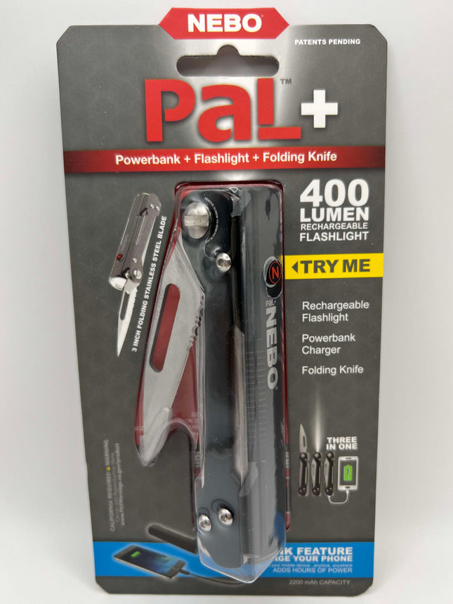 Nebo PAL+ 3-in-1 Power Bank, Flashlight and Folding Knife